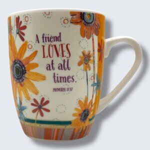 Inspirations Friendship Mug with Floral Design & Bible Verse Proverbs 17:17 Chri